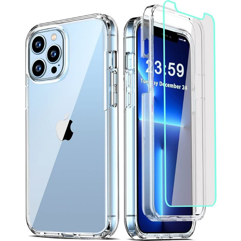 Photo 1 of COOLQO Compatible for iPhone 13 Pro Case 6.1 Inch, with [2 x Tempered Glass Screen 2PK