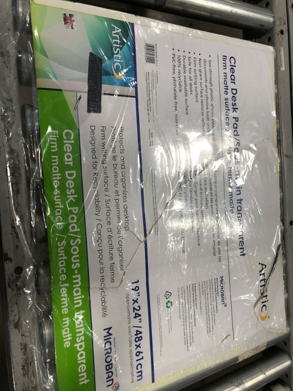 Photo 1 of **item discolored**
Artistic Eco-Clear Antimicrobial Frosted Desk Pad, 19" x 24" | Non-Glare Desk Pad Protects from Nicks,