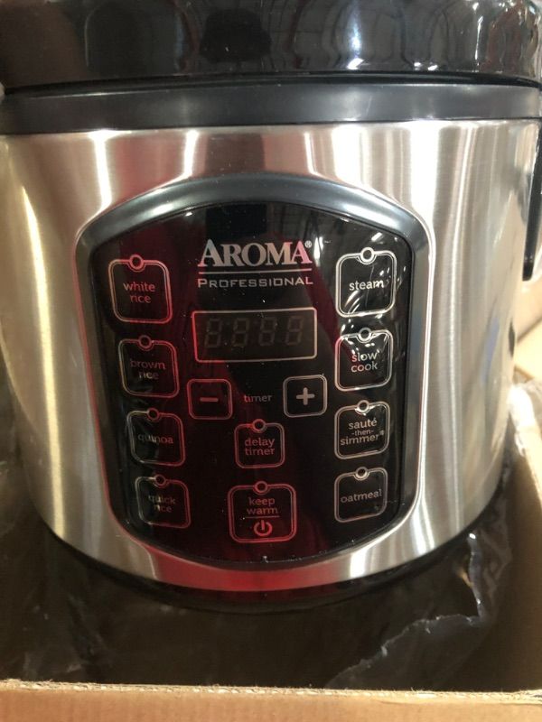 Photo 2 of * item used and damaged * see images *
Aroma Housewares ARC-954SBD Rice Cooker, 4-Cup Uncooked 2.5 Quart, Professional Version