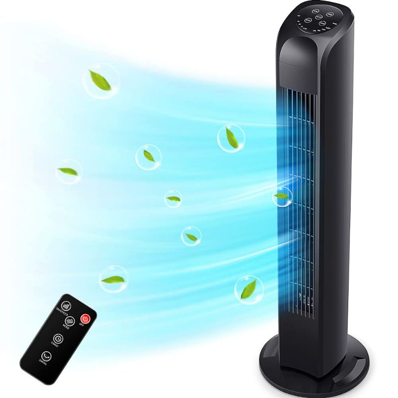 Photo 1 of **PARTS ONLY** Uthfy Oscillating Tower Fan with Remote 30 inches, Black