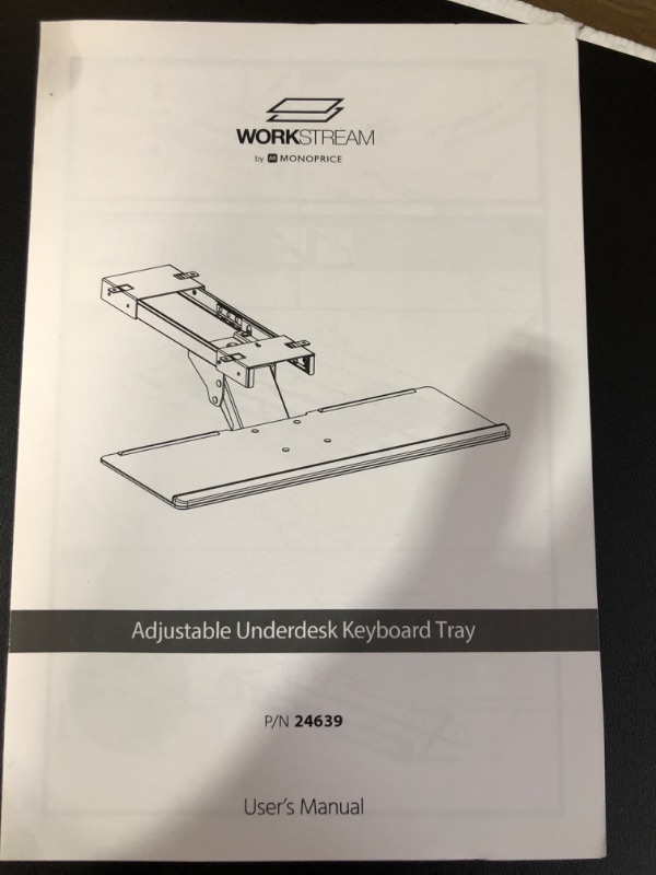 Photo 2 of Monoprice Adjustable Ergonomic Keyboard Tray – Black, With a 26.4 x 10in Full Size Platform, Extends Min 18.2in / Max 30.8in - Workstream Collection