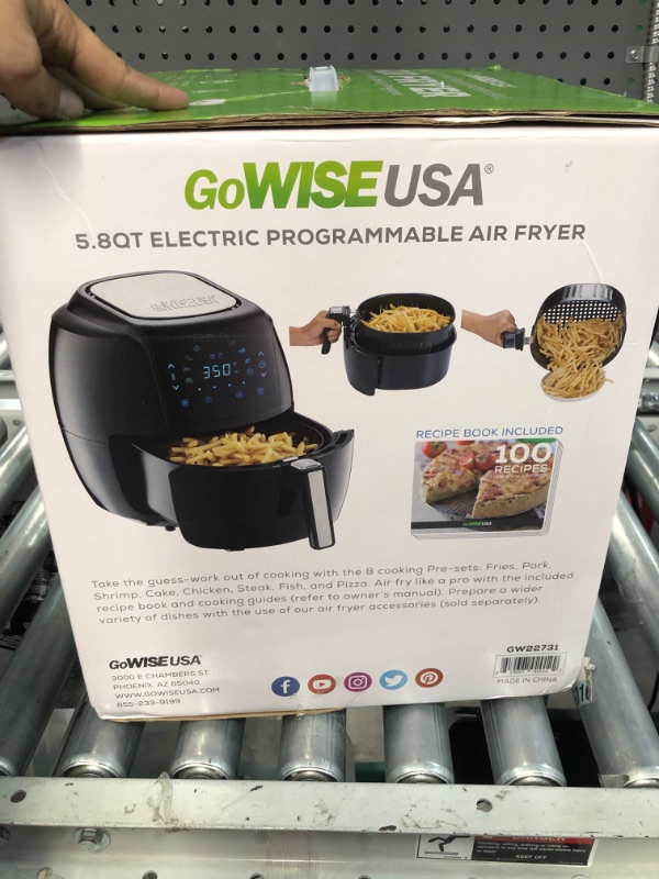 Photo 1 of **PARTS ONLY, NON-FUNCTIONAL** 8-in-1 5.8 Qt. Black Electric Air Fryer with Recipe Book