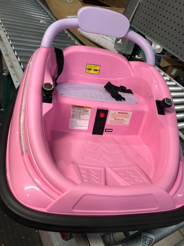 Photo 1 of ELEMARA Bumper Car for Toddlers, 12V Electric Ride On Car Baby Bumper Car with 2 Driving Modes, Remote Control, Safety Belt,LED Lights and DIY Stickers Bumper Car for Kids (Pink) (JQ6688)