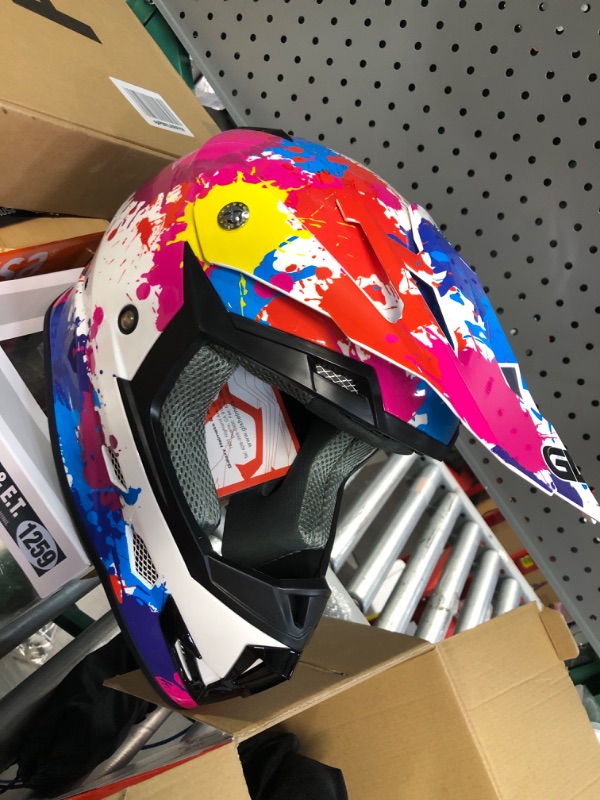 Photo 2 of GLX GX623 DOT Kids Youth ATV Off-Road Dirt Bike Motocross Motorcycle Full Face Helmet Combo Gloves Goggles for Boys & Girls (Graffiti, Large) Graffiti Large