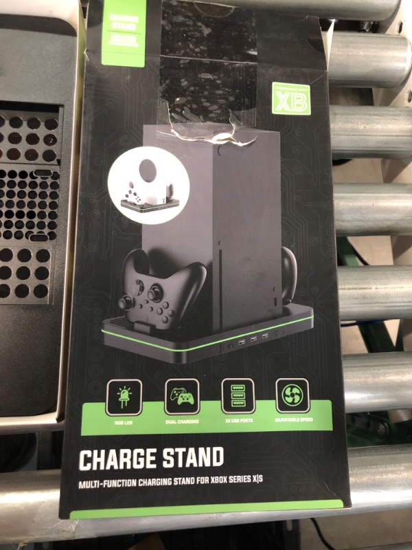 Photo 2 of Cooling Stand for Xbox Series X/S with Charging Dock, MENEEA Charger Station for Controller with RGB LED Light, 3 USB Ports, Cooler Fan Accessories Kit for Xbox Series X/S Console(Battery Not Included