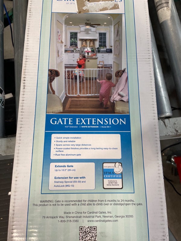 Photo 2 of Cardinal Gates 10.5" Extension for Stairway Special Gate and Auto Lock Gate, White