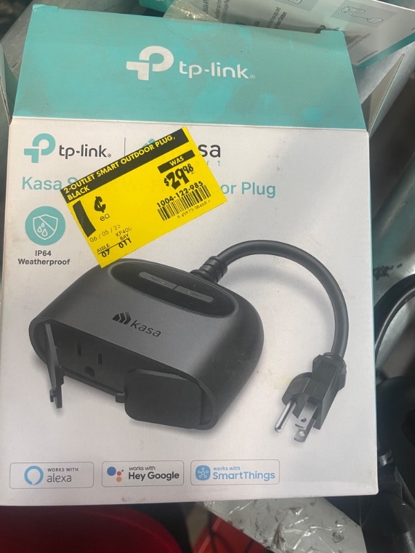 Photo 1 of Kasa Smart Outdoor Smart Plug KP400, Smart Home Wi-Fi Outlet with 2 Sockets, Works with Alexa, Google Home &IFTTT, No Hub Required, Sunset & Sunrise Offset 2-Socket Old Version