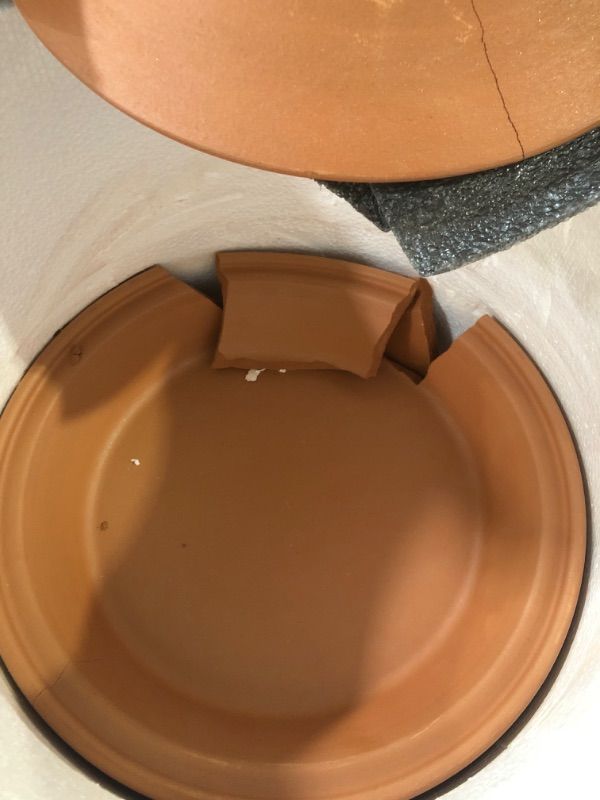 Photo 3 of * DAMAGED * LUKSYOL CLAY POT FOR COOKING - HANDMADE TAGINE POT MOROCCAN FOR COOKING - LEAD FREE EARTHENWARE POT - MICROWAVE & OVEN SAFE - 100% NATURAL & SAFE FOR HEALTH - ECO FRIENDLY TERRACOTTA POTS12.2 INCHES LARGEST PLAIN
