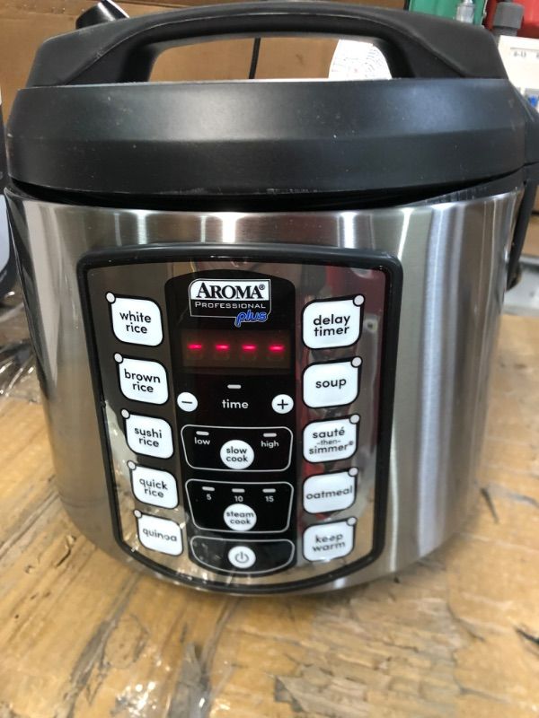 Photo 2 of (PARTS ONLY/DAMAGED) Aroma Housewares ARC-5000SB Digital Rice, Food Steamer, Slow, Grain Cooker, Stainless Exterior/Nonstick Pot