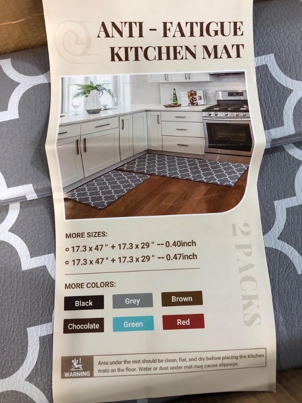 Photo 2 of WISELIFE Kitchen Mat and Rugs Cushioned Anti-Fatigue Kitchen mats ,17.3"x 28",Non Slip Waterproof Kitchen Mats and Rugs Ergonomic Comfort Mat for Kitchen, Floor Home, Office, Sink, Laundry , Grey 17.3"x28" -0.47 inch Stylish Grey