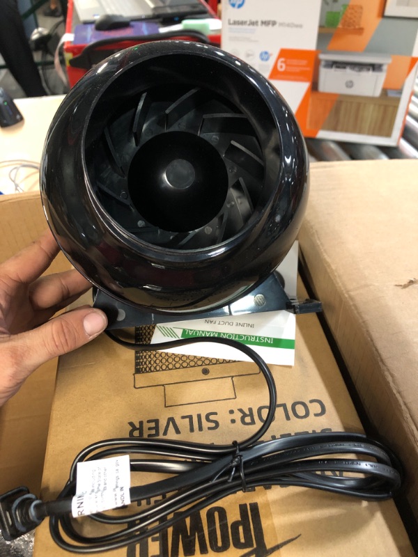 Photo 1 of iPower Silent 4 inch 90CFM Booster Fan Quiet Inline Duct HVAC Exhaust Vent Blower with 4.9' Grounded Power Cord, Low Noise, Silver 4" Fan