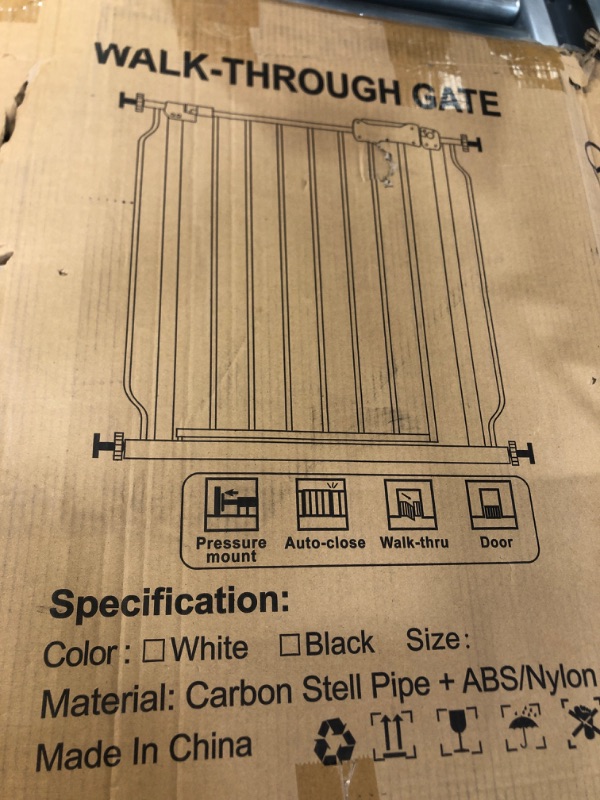 Photo 3 of ALLAIBB Extra Wide Pressure Mounted Baby Gate Walk Through Child Kids Safety Toddler Tension White Long Large Pet Dog Gates with Extension for doorways Kitchen (57.48-62.20"/146-158cm, Black) Black 57.48-62.20"/146-158cm