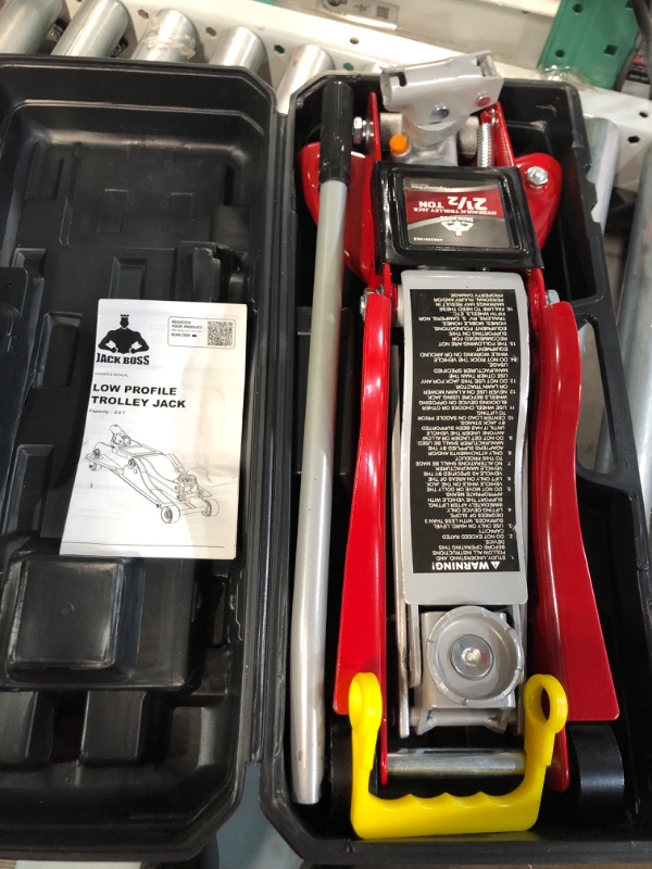 Photo 3 of JackBoss Torin Hydraulic Low Profile Floor Jack 2.5 Ton (5,000 lb) Capacity Trolley Jack with Quick Lift Pump and Portable Storage Case, Red, T825010