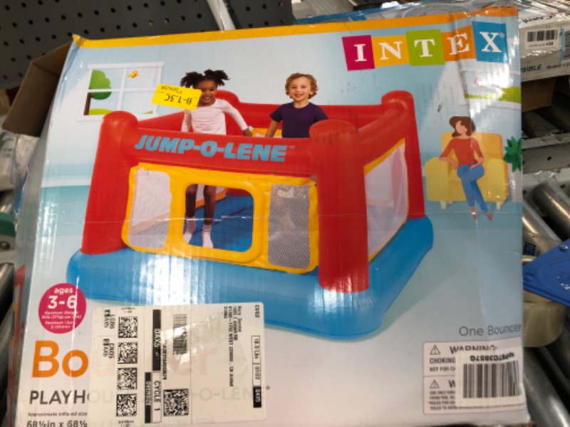 Photo 2 of Intex Inflatable Jump-O-Lene Playhouse Trampoline Bounce House for Kids Ages 3-6 Pool Red/Yellow, 68-1/2" L x 68-1/2" W x 44" H 1 Pack