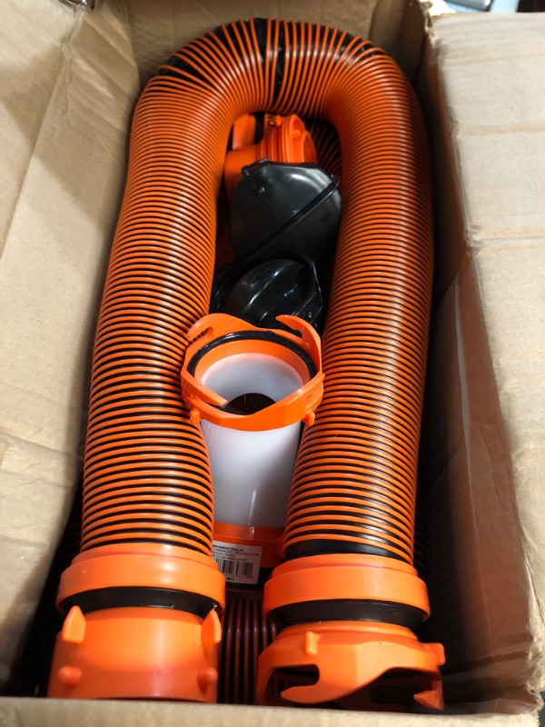 Photo 3 of RhinoEXTREME 21056 20-Foot Sewer Hose Kit for RVs with Tandem Holding Tanks - Ready-to-Use Kit - Includes 4-in-1 Adapter, Storage Caps and Swivel Wye Fitting