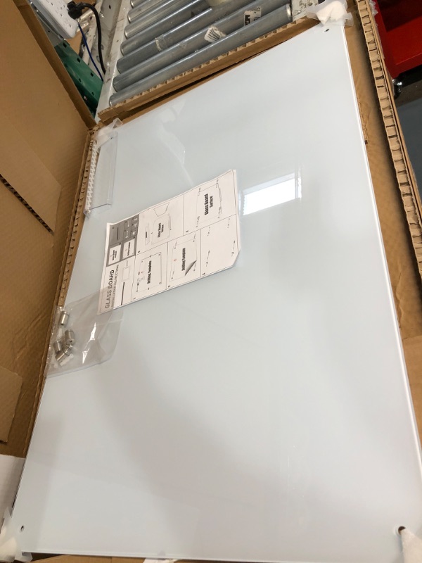 Photo 2 of Glass Dry Erase Board for Wall - Modern Frameless Glass Whiteboard 32''x48'', Large Magnetic White Board for Home Office Cafe Shops Decor White 32x48