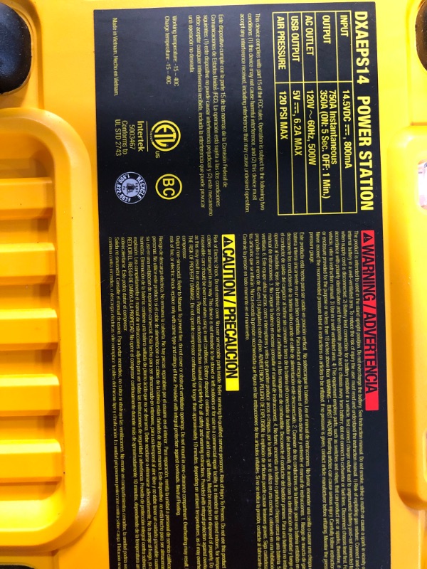 Photo 3 of USED - DEWALT DXAEPS14 1600 Peak Battery Amp 