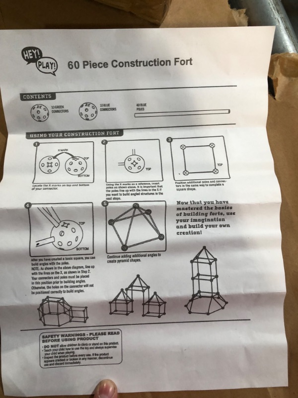 Photo 2 of Construction Fort Building Toy Set for Kids with 60 Pieces