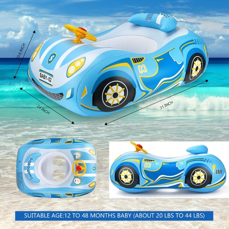 Photo 1 of Baby Pool Float with 3D Car Design, Heavy Duty PVC Baby Swim Float