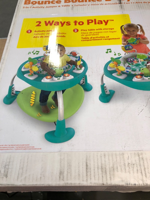 Photo 2 of Bright Starts Bounce Bounce Baby 2-in-1 Activity Center Jumper & Table - Playful Pond (Green), 6 Months+