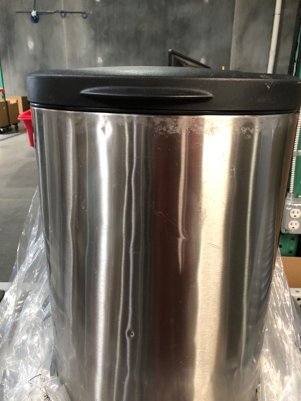 Photo 2 of * DAMAGED * QUALIAZERO 50L/13Gal Heavy Duty Hands-Free Stainless Steel Commercial/Kitchen Step Trash Can, Fingerprint-Resistant Soft Close Lid Trashcan, 50L / 13 GAL