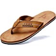 Photo 1 of Quickshark Mens Flip Flops Leather Thong Sandals Arch Support Beach Slippers SIZE 9 