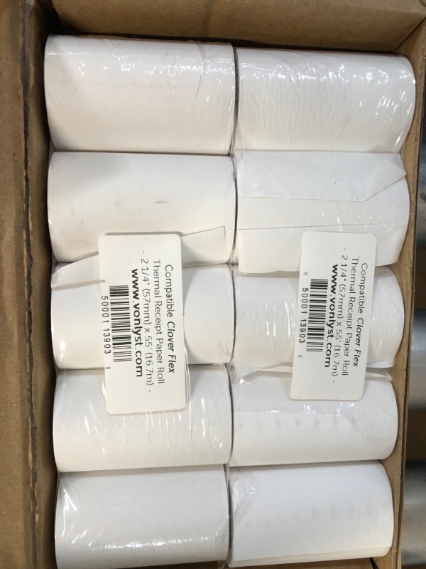 Photo 2 of Vonlyst Thermal Paper Roll for Clover Flex Receipt Paper 2 1/4 x 55 (10 rolls)