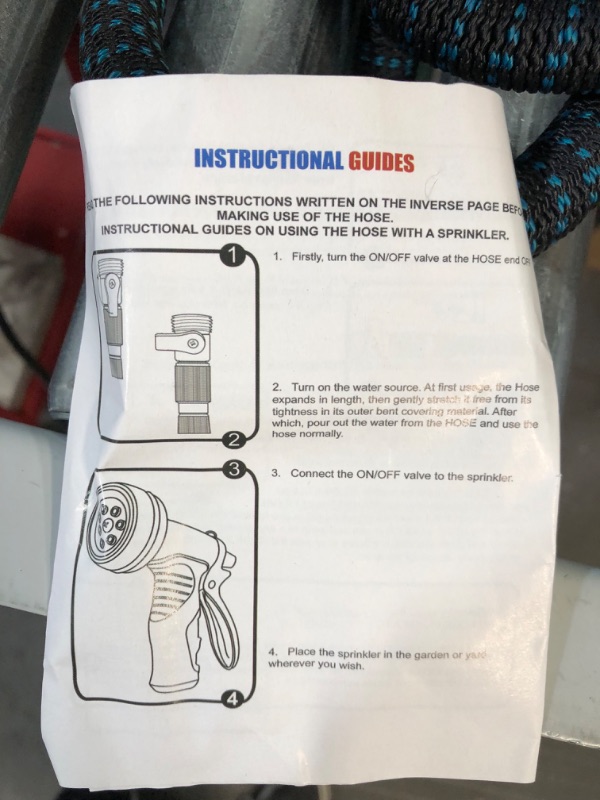 Photo 3 of Gardguard 50ft Expandable Garden Hose: Water Hose with 9 Function Nozzle and Durable 3-Layers Latex