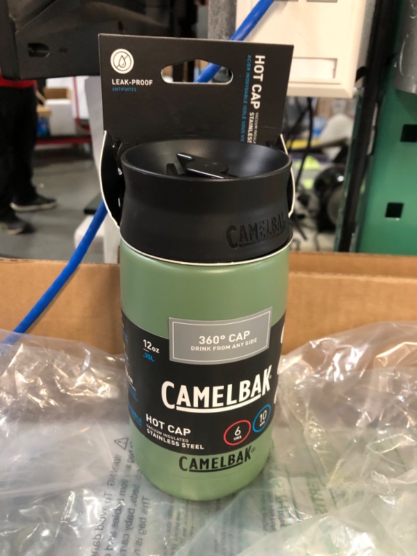 Photo 2 of CamelBak Hot Cap Travel Mug, Insulated Stainless Steel- Leak-Proof When Closed 12 Oz Moss