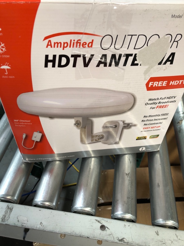 Photo 3 of 1byone Outdoor TV Antenna 360° Omni-Directional Reception Long 100+ Miles Range Enhance VHF&UHF 4K Ready HDTV Antenna with Added Stability for Outdoor/Attic/RV Use - 39ft RG6 Coax Cable 360°Omni-Directional TV Antenna