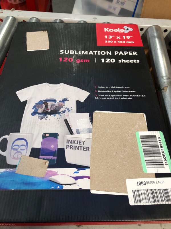 Photo 2 of Koala Sublimation Paper 13X19 inches 120gsm 120 Sheets for Personalize Your Gift Compatible With Inkjet Printer Sublimation Ink 13''X19''