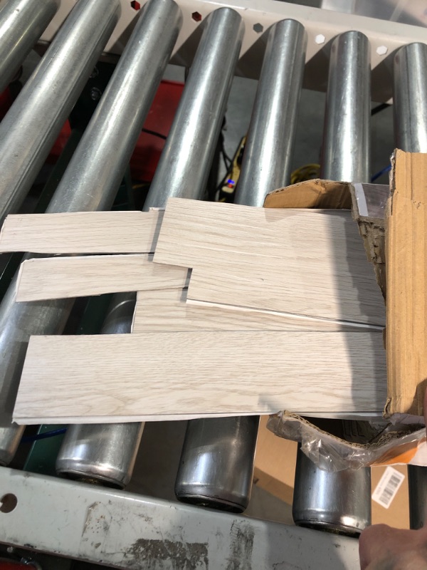 Photo 1 of * OPENED BOX*
Art3d Peel and Stick Floor Tile Vinyl Wood Plank , Light Grey, Rigid Surface Hard Core Easy DIY Self-Adhesive Flooring