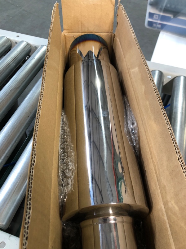 Photo 1 of EVIL ENERGY Exhaust Muffler, Stainless Steel Exhaust Tip, Universal 18.5" Length (Burnt, 3'' Inlet 4'' Outlet) 3" in 4" out-Burnt