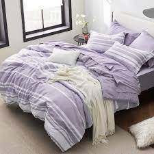 Photo 1 of * USED * 
Bedsure Purple Stripe Reversible King Comforter 