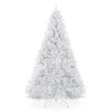 Photo 1 of 6 Ft. White Christmas Tree | Snow White Branches with Sturdy Metal Base