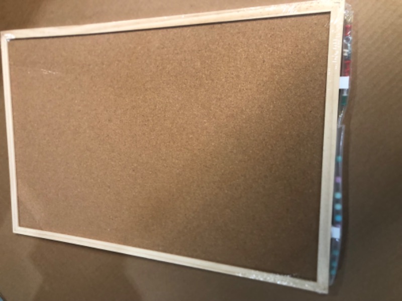 Photo 2 of (FACTORY SEALED) TooCust 16” x 24” Cork Boards for Walls with Frame