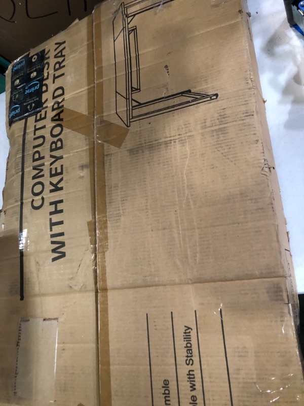 Photo 1 of ODK Computer Desk with Keyboard Tray, 47 inch Home Office Desk with Drawers Rustic Brown