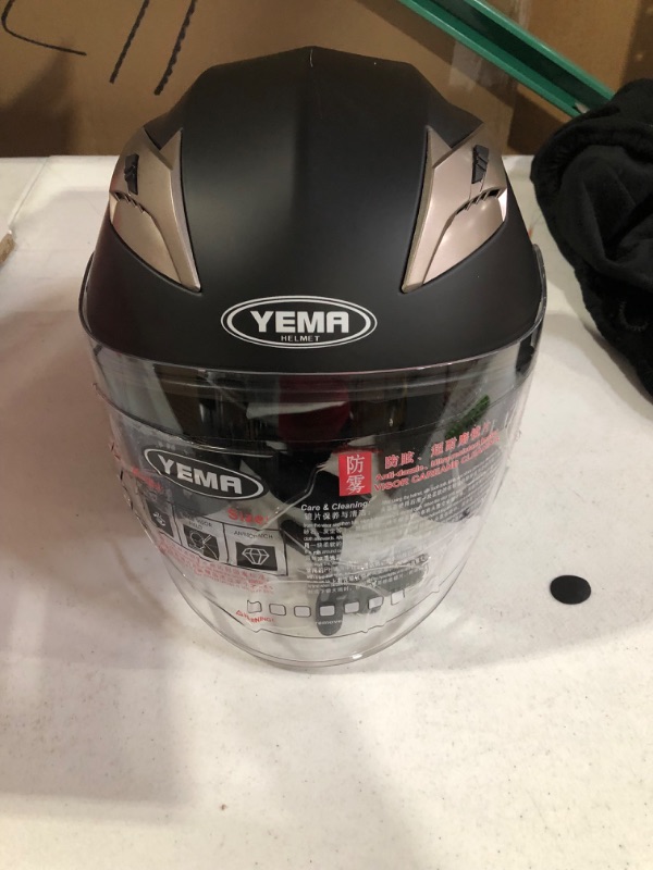 Photo 4 of *USED SEE NOTES* Motorcycle Open Face Helmet DOT Approved - YEMA Helmet YM-627 Motorbike Moped Jet Bobber Pilot Crash Chopper 3/4 Half Helmet with Sun Visor Matte Black Medium