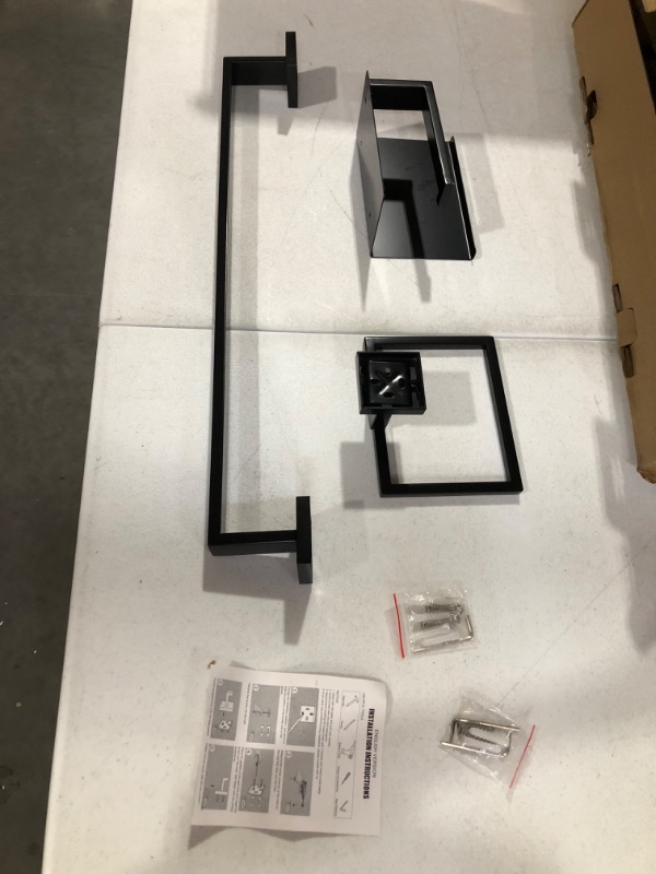 Photo 2 of *USED SEE NOTES* Bathroom Towel Bar Holder Sets Matte Black 4-Piece Bathroom Hardware Set Stainless Steel Bath Accessories Kit Wall Mounted,23.6 Inch