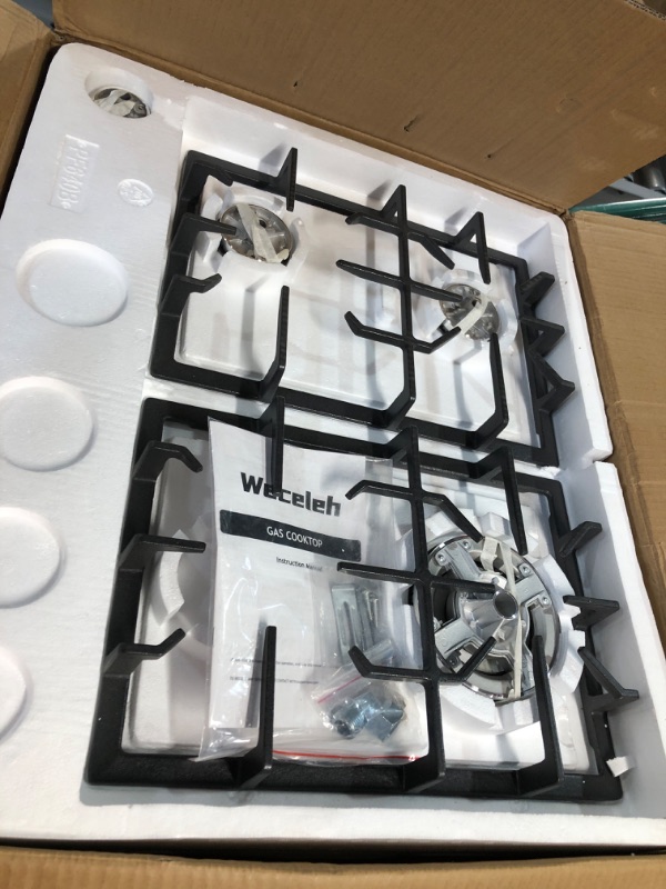 Photo 1 of Weceleh 24 Inch Gas Cooktop, Built-in Gas Stove Top with 4 Sealed Burners Stovetop, Dual Fuel Gas Hob LPG/NG Convertible, Thermocouple Protection, 120V 24" - 4 Burners