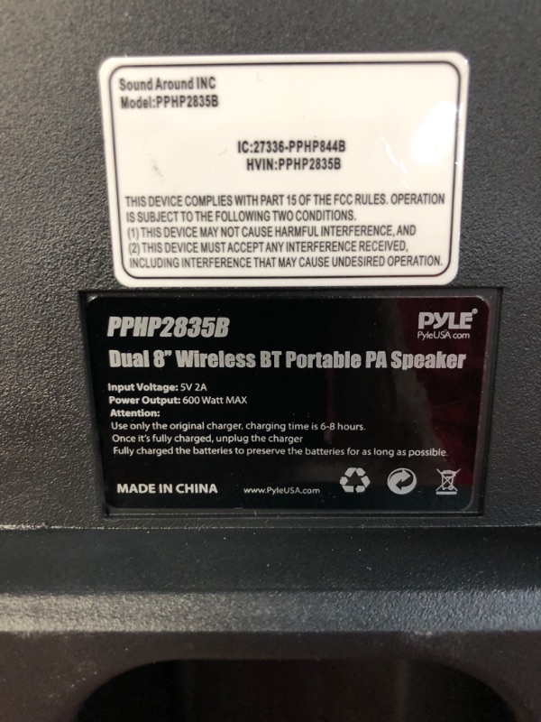 Photo 2 of Pyle Portable Bluetooth PA Speaker System