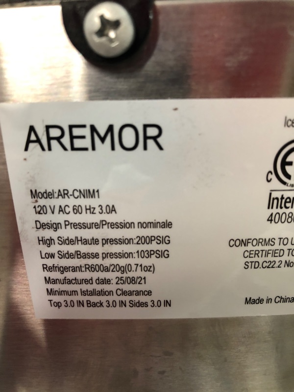 Photo 5 of **PARTS ONLY**
Aremor Stainless Steel Nugget Ice Maker