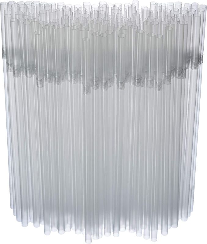 Photo 1 of [500 Pack] Clear Flexible Plastic Drinking Straws Disposable Straw 8'' inches Tall