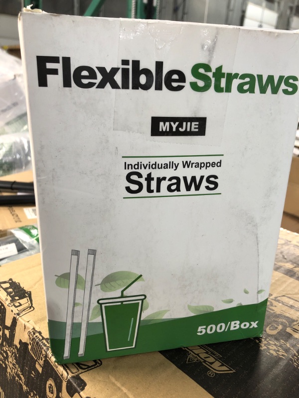 Photo 3 of [500 Pack] Clear Flexible Plastic Drinking Straws Disposable Straw 8'' inches Tall