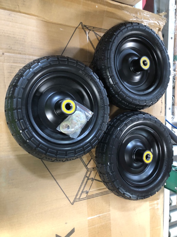 Photo 2 of 10" Gorilla Cart Tire 5/8" Axle Borehole, 2.1" Offset Hub, 3" Wide Tires 3pk