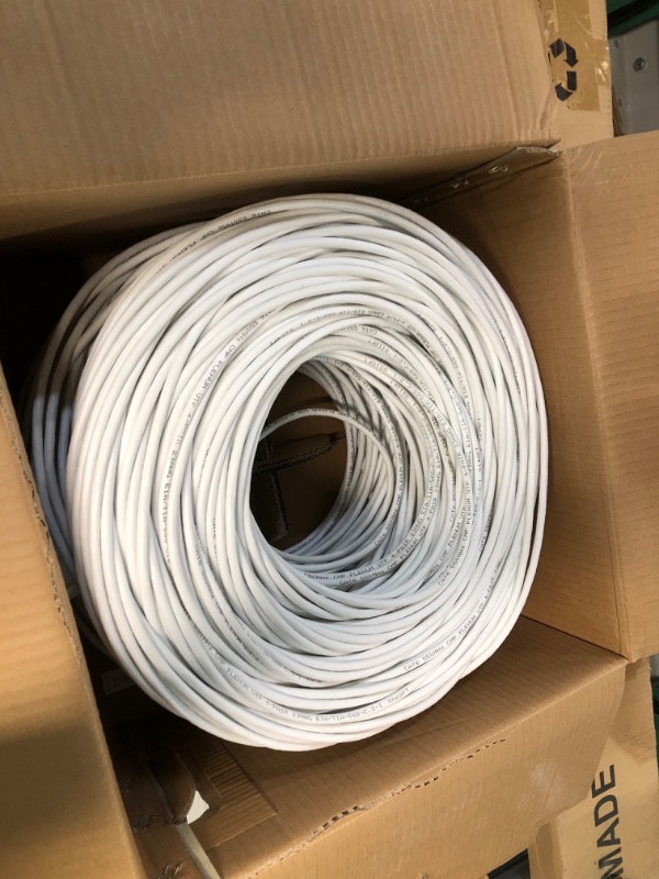 Photo 1 of 1000ft Cat6 Plenum Ethernet Cable with Solid Conductors (White)