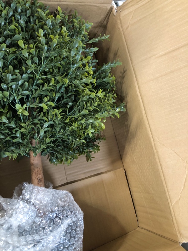 Photo 2 of *STOCK IMAGE FOR REFERENCE* MyGift 2 Pack Artificial Boxwood Topiary Tree - Potted