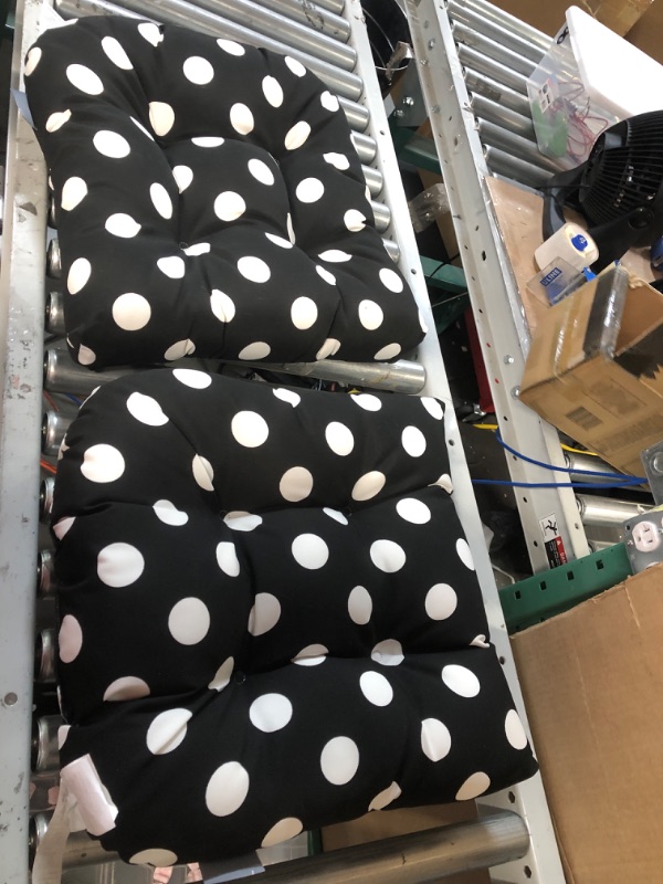 Photo 2 of (SEE NOTES) Polka Dot Large Chair Pads, 17" x 17.5", Black 2 Count