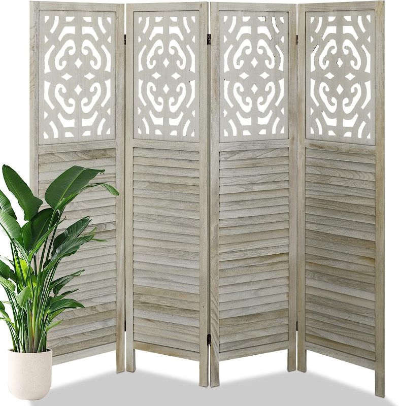 Photo 1 of (SEE NOTES) ECOMEX Room Divider 4 Panel,Wood Room Divider,5.7Ft Partition Room Screen RETRO White 4 Panel