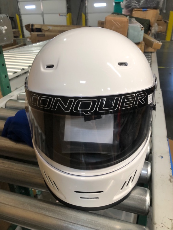 Photo 2 of Conquer Snell SA2020 Full Face Auto Racing Helmet X-Large White